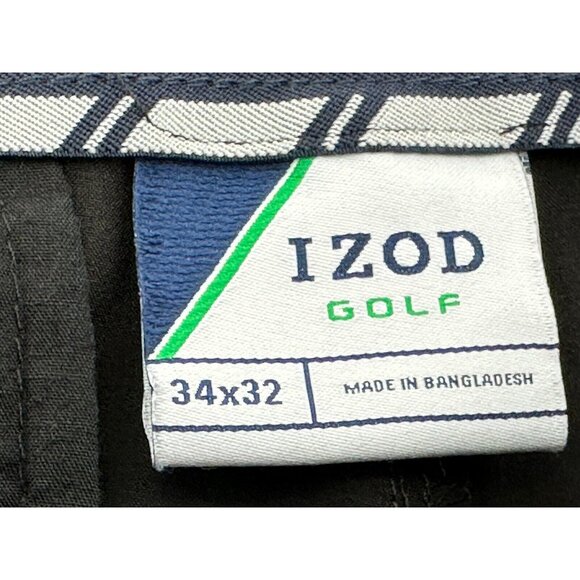 Izod Golf Men's Pants Black Flat Front Casual W34 L32 Polyester Blend - Picture 5 of 5